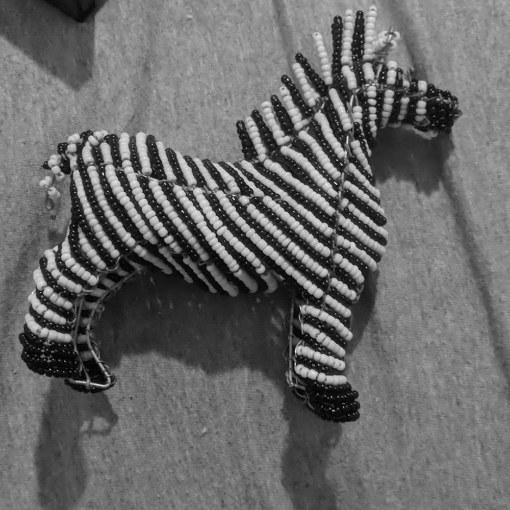 Beaded zebra figurine